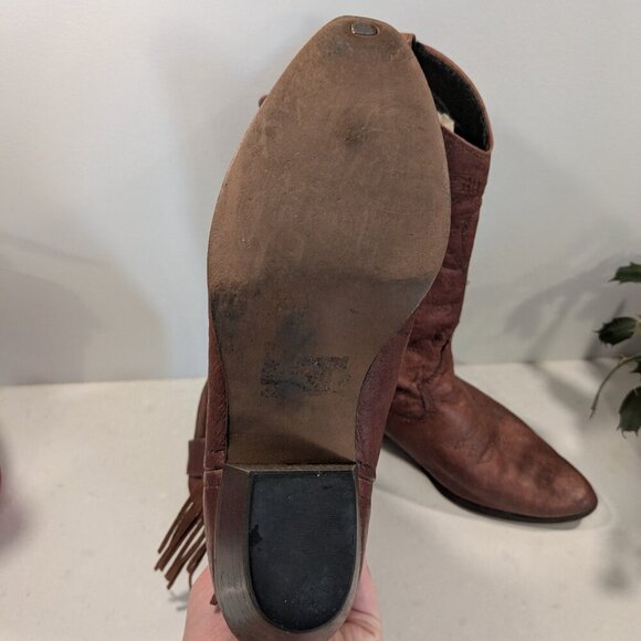 Laredo Brown leather mid-calf cowboy boots - women's size 5 - Picture 4 of 7